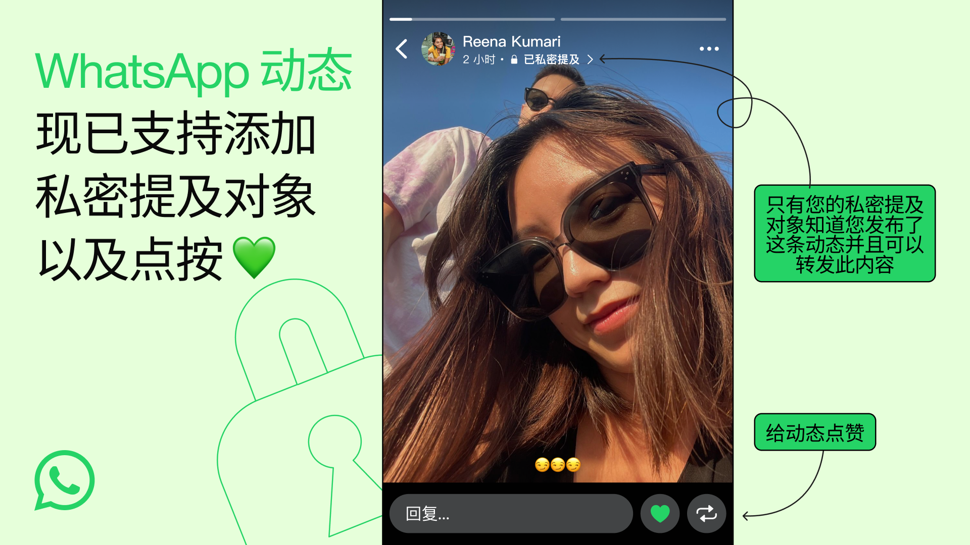 通过 WhatsApp 动态表达关注与关爱之心